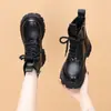 2026 Novas Botas Curtas de Inverno Outono Estilo Britânico Sola Grossa Confortáveis Modernas Versáteis Quentes Antiderrapantes Fazem os Pés Parecerem Menores Botas de Couro Femininas