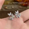 Coleção de Brincos Prata Pequeno Laço Zircônia Estilo Vintage~Levemente Vintage, Estilo Minimalista de Nicho, Elegantes e de Alto Padrão