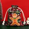 Bolsa de regalo navideña 2023, nueva, con decoración navideña, bolsa de regalo, bolsa de algodón a cuadros navideños, bolsillo