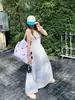 Vestido Azul de Tiras Finas con Rayas Verticales Estilo Francés Talla Grande, Nuevo Modelo Verano 2026, Efecto Iluminador, Estilo Fresco de Vacaciones, Vestido Largo de Corte A
