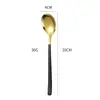 Cuchara Uso Doméstico Titanio Pintado Chapado Celebridad de Internet Estilo Coreano Cuchara Creativa Mango Largo Acero Inoxidable Cuchara para Comer Cucharadita Cuchara para Postre