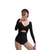 Traje de baño de una pieza para mujer, estilo Ins Dongdaemun Corea del Sur, simple, sin espalda, manga larga, protección solar, sexy, aguas termales, cintura alta, conservador