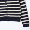 Exportación Transfronteriza Otoño 2025 Nueva Ropa de Mujer Estilo Europeo y Americano Moda Cárdigan de Punto Rayado Chaqueta 2756150