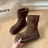 Botines versátiles forrados de felpa, diseño retro y único, con suela gruesa y cálidos para el invierno, nuevo estilo 2026, botas de nieve engrosadas para mujer