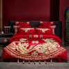 Casamento Casamento Vermelho Quatro Peças Luxo Leve 180 Algodão de Fibra Longa Capa de Edredom de Algodão Casamento Quarto de Casamento Edredom Roupa de Cama