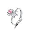 Anillo de amor rosa exquisito de lujo ligero de nicho, moderno, combinable con todo, personalidad de alta gama, abierto, dulce, estilo fresco.