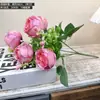 Novas Flores Artificiais com 5 Cabeças, Rosas Pastorais para Decoração de Sala de Estar e Mesa de Jantar, Flores de Seda, Decoração Doméstica Fresca e Simples