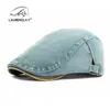 Estilo Nuevo de Primavera Gorra de Mezclilla Lavada Boina para Hombre Gorra con Visera Retro Británica Gorra Casual Hacia Adelante para Mujer Gorra de Pintor