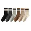 Calcetines Zhuji Calcetines de Media Caña para Hombre Estilo Otoño e Invierno Estilo Retro Absorbentes de Sudor y Anti-Olor Calcetines Deportivos Calcetines Largos Rayados Cálidos para Hombre