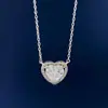 Collar de Corazón para Mujer Diseño de Nicho Ins Lujo Ligero Corazón de Melocotón Forma de Corazón Cadena de Clavícula Diamante Único Moda Venta Caliente Joyería de Transmisión en Vivo