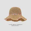 Sombrero de Paja Pequeño Floral Estilo Pastoral Sombrero de Sol para Mujer con Ala Ancha, Sombrero de Paja de Verano Transpirable para Playa Que Cubre Todo el Rostro