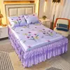 Esterilla de Verano, Esterilla de Seda de Hielo, Faldón de Cama, Juego de Tres Piezas, Esterilla Doble para el Hogar, Esterilla Lavable a Máquina para el Verano con Aire Acondicionado, Esterilla Suave, Cubre Cama