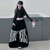 Conjunto de Jazz para Niñas 2026 Nuevo Estilo Ajustado Top Corto y Pantalón de Chándal con Letras Conjunto de Dos Piezas para Primavera y Otoño