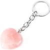 Llavero de cristal rosa natural con gema de cristal de 30 mm, colgante de amor, corazón de melocotón en forma de corazón, colgante de piedra natural. Fabricantes transfronterizos.