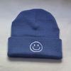 Gorro Smiley para Mujer Otoño e Invierno Jersey Gorro Frío Cálido Tejido Pareja Estilo K Color Puro Estudiante Gorro de Lana Familiar Gorro de Luna