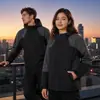 Jaqueta outdoor outono e inverno com logo personalizado, três em um espessado para uniforme de equipe, vestuário para montanhismo, vestuário de trabalho para trilha bordado e estampado