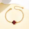 Amazon más vendido pulsera de acero de titanio trébol de cuatro hojas de la suerte pulsera dorada no se decolora joyería de mano fabricante de pulseras venta al por mayor de joyería