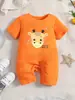 Ropa de Bebé de Comercio Exterior, Estilo Delgado de Verano para Niños, Mamelucos de Algodón Puro Clase A con Mangas Cortas de Animales de Dibujos Animados para Niños y Niñas