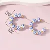 Pendientes Retro de Porcelana Azul y Blanca Nuevo Estilo Chino Acero Inoxidable Cuentas Doradas Cadena de Cuentas Pendientes de Cerámica para Mujer Venta Caliente Transfronteriza Venta al por Mayor