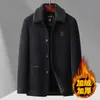 Casaco de Lã Grosso com Forro de Fleece para Homens de Meia-Idade e Idosos, Jaqueta de Algodão Chenille de Inverno para o Pai, Blusa de Lã para Idosos e Avô