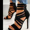 Comercio exterior transfronterizo 2023 Verano nueva moda sandalias con tiras elásticas para mujer talla grande 35-43 sandalias de tacón alto para mujer al por mayor