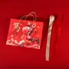 Bolsa de Presente Vermelha Chinesa Bolsa de Mão Vermelha Embalagem do Ano do Cavalo Bolsa Carteiro Universal de Feriado Bolsa de Papel Bolsa de Presente de Ano Novo