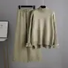 Comercio Exterior 2026 Otoño/Invierno Nuevo Conjunto de Punto para Mujer, Suéter de Cuello Alto, Engrosado, Ajuste Holgado, Conjunto de Dos Piezas