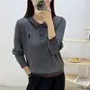 Suéter de tricô gola polo para outono e inverno, novo estilo primavera e outono, bordado torcido, toque de alta qualidade, blusa feminina para usar em camadas