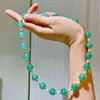 Colar de Pérola de Cristal Artificial Aventurina Natural de Alta Qualidade 10mm Conjunto de Pulseira Corrente Clavicular