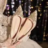 Zapatos de Tacón Alto Elegantes de Gama Alta de Nicho para Mujer Nueva Moda Primavera y Verano 2025 Versátiles para Banquetes Tacón Grueso con Pedrería Zapatos de Boda para Mujer