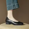 Zapatos de Abuela de Lujo de Piel de Oveja Primavera 2026, Punta Fina, Tacón Medio Grueso, Estilo Vintage Versátiles Tacones Altos