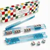 Amazon Mahjong Régua de Empurrar Conjunto de Caixa de Presente de Quatro Suportes de Mahjong Portáteis Antiderrapantes com Régua de Empurrar Suportes de Mahjong Transparentes