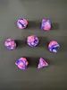 Conjunto de Dados Poliédricos D&D com Padrão de Mármore, Cores Misturadas, Transparente, D4D6D8D10D12D20 Lados, Tabuleiro Coc, Conjunto de Sete Peças