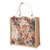 Bolsa de lona estilo retro pintada al óleo a medida, gran capacidad, perfecta para ir de compras, con cierre magnético oculto, y disponible con impresión de logotipo