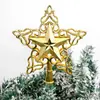 Nuevo adorno de estrella para la punta del árbol de Navidad tridimensional hueco decoración navideña decoración de corona de árbol accesorio de pentagrama de plástico