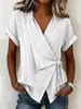 2026 Nuevo Verano Transfronterizo Estilo Europeo y Americano Moda Callejera Color Sólido Corte Holgado Cuello Solapa Holgado Camiseta para Mujer
