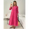 En stock AliExpress Primavera y Otoño Vestido Largo Francés de Cuello en V Ceñido a la Cintura, Vestido Elegante de Manga Larga Estilo Europeo y Americano, Nuevo Modelo 2026