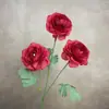 Flores Artificiales con 3 Cabezas de Camelia y Rosa para Arreglos Florales de Salón de Bodas, Ramos de Guía de Bienvenida de Centro Comercial, Decoración de Regalo al por Mayor