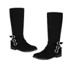 Botas Martin de comercio exterior para otoño e invierno, tallas 35-44, botas para mujer para venta transfronteriza, puntera redonda, tacón bajo, botas de gamuza hasta la pantorrilla con cremallera