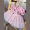 2025 Novo Vestido de Apresentação de Piano para Meninas Vestido de Daminha Casamento Menininha Vestido de Princesa Fantasia Infantil para Apresentação de Anfitriã