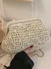 Bolso Tejido de Paja 2026 Nuevo Estilo Estilo Bosque Chica Dulce Moda Calado Bolso de Hombro Elegante Cadena Cruzado Bolso de Playa