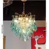 Lámpara de araña para sala de estar estilo Murano Antiguo Medio Estilo Francés Villa Estilo Americano Arte Creativo Personalidad Lámpara de araña de cristal con pétalos verdes