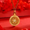 La Misma Arena Oro Punto Diamante Caja Gawu Collar con Colgante Dios Amarillo de la Riqueza para Mujeres con Calado Brújula Mantra de Seis Caracteres Se Puede Abrir