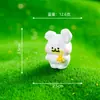 Dibujo animado boca sucia fruta animal figura linda adorno de resina conejito de fruta oso adorno pequeño para escritorio de oficina