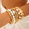 Joyería Europea y Americana, Pulsera Ancha Dorada de Metal Plegado Líquido de Moda, Pulsera Geométrica con Cuentas Irregulares al por Mayor