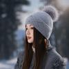 Gorra Jiayi de Diamante Brillante Gorro de Lana Grueso y Cálido con Forro Polar Estilo Coreano Versátil Protección para las Orejas Gorro Tejido de Pelo de Conejo