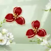 Brincos retro personalizados com design de flor verde de alta qualidade brincos transfronteiriços europeus e americanos