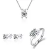 Colar de Diamante Moissanite Prata S925 Imitação Feminino Ins Vento Frio Cabeça de Boi Anel Brinco Pingente Corrente da Clavícula conjunto