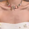 Collar Colgante de Cristal Rhinestone Forma de Gota de Aceite Transfronterizo Europeo y Americano, Cadena para Clavícula de Personalidad Moderna y Audaz, Joyería Elegante y de Alta Gama