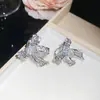 Brinco Colar Zircônia Laço Pérola Estilo Princesa Doce Conjunto de Joias Exquisito Elegante Acessórios de Luxo Leve de Nicho